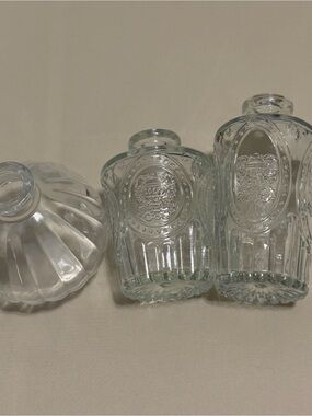 Clear Embossed Glass Bud Vases - Set of 3